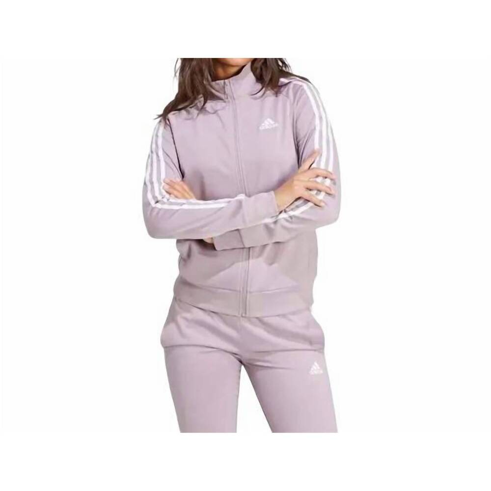 NEW ADIDAS essentials warm-up slim 3-stripes track jacket in preloved fig